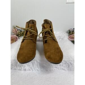 Dream Pairs Wedge Booties Womens Size 10 Brown Suede Penny Autumnal Rustic
